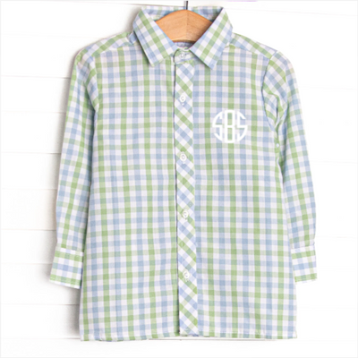 Bleu: Brixton Bay Button-Up Shirt, Blue and Green Plaid
