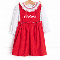 Bleu: Colette Classic Smocked Dress Set, Red Corduroy