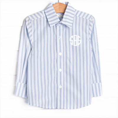 Bleu: Conrad Button-Up Shirt, Blue Stripe