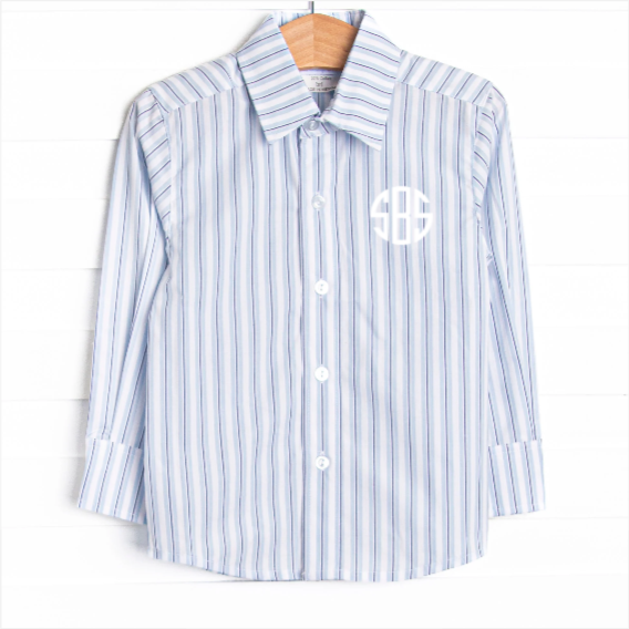 Bleu: Conrad Button-Up Shirt, Blue Stripe