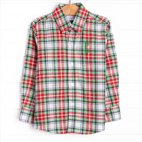 Bleu: Conrad Classic Button-Up Shirt, Red Plaid