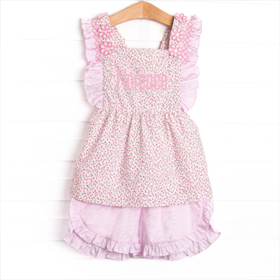 Bleu: Florence Applique Short Set, Pink