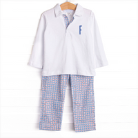 Bleu: Frederick Pant Set, Red and Blue Plaid