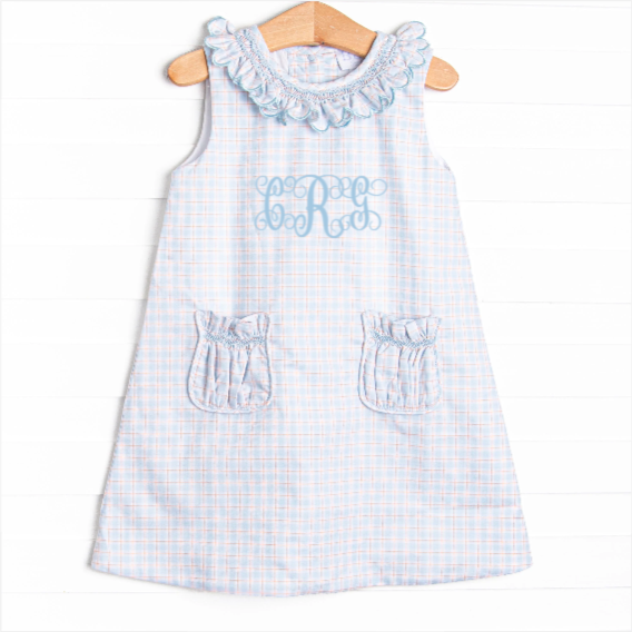 Bleu: Greer Smocked Dress, Blue Plaid