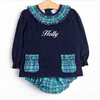 Bleu: Harper Holly Smocked Long Sleeve Diaper Set, Blue and Green Plaid
