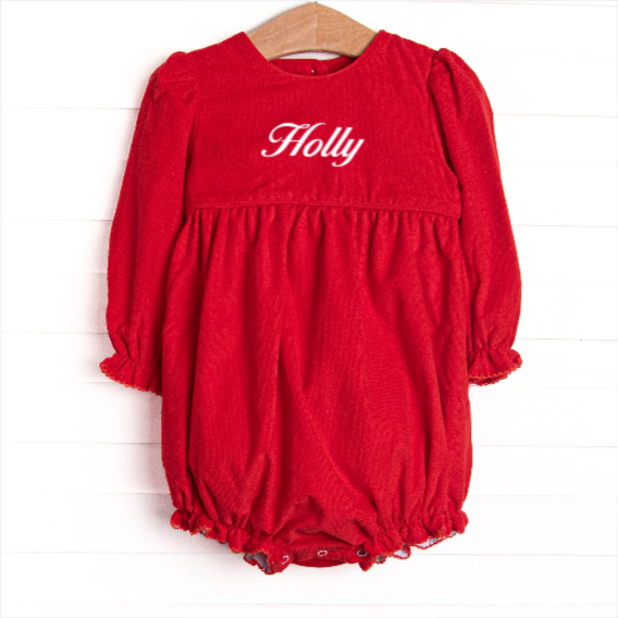 Bleu: Holly & Bows Long Sleeve Bubble, Red