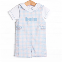 Bleu: Theodore Smocked Shortall, Blue Plaid