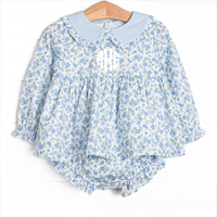 Blue Berry Blooms Diaper Set, Blue