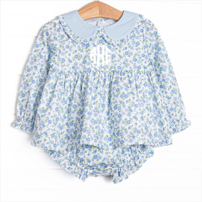 Blue Berry Blooms Diaper Set, Blue