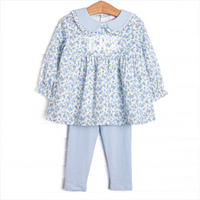 Blue Berry Blooms Legging Set, Blue