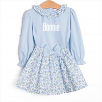 Blue Berry Blooms Skirt Set, Blue