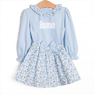 Blue Berry Blooms Skirt Set, Blue