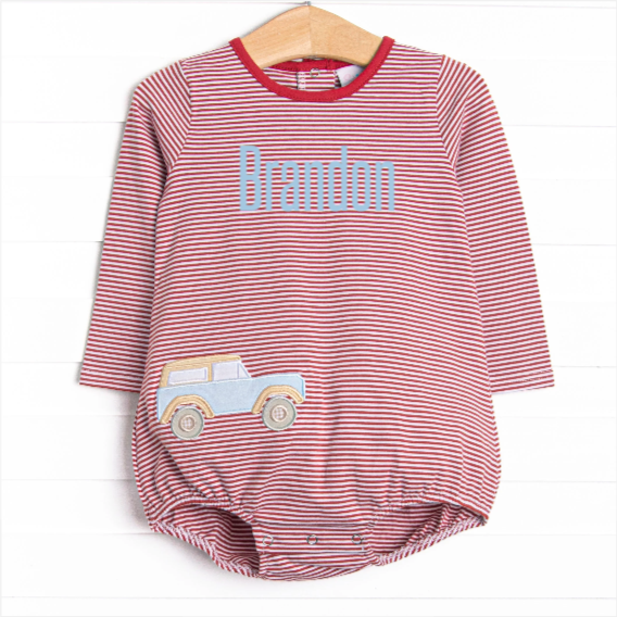 Blue Bronco Applique Bubble, Red