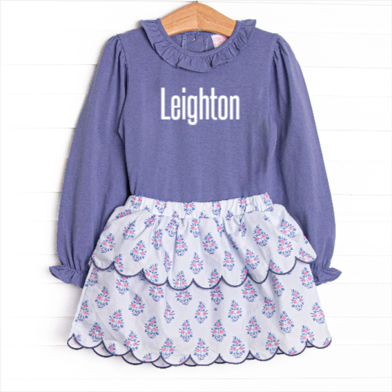 Blue Bud Bouquet Skirt Set, Blue