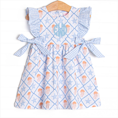 Blue Sea Stinger Side Tie Dress, Blue