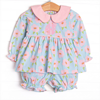Blue Skies and Blooms Bloomer Set, Blue