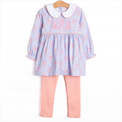 Bluebell Bows Legging Set, Blue