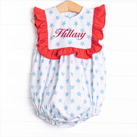 Bold Stars and Brave Hearts Ruffle Bubble, Blue