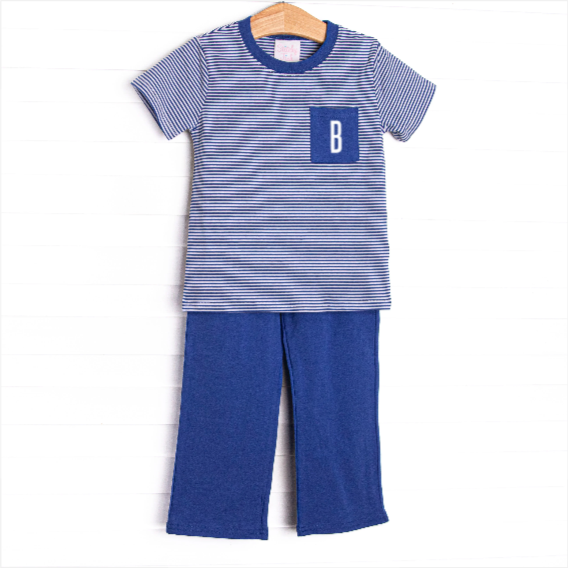 Braxton Pant Set, Royal Blue Stripe