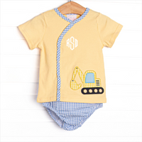 Busy Builder Applique Diaper Set, Yellow