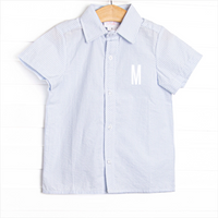 Cabo Breeze Button-Up Shirt, Blue Seersucker