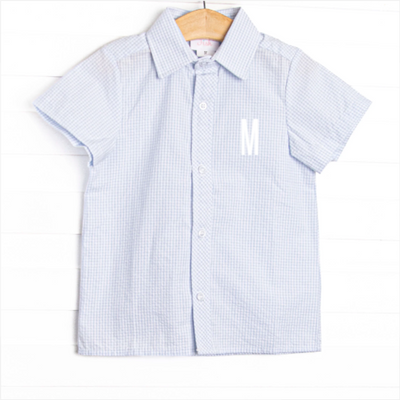 Cabo Breeze Button-Up Shirt, Blue Seersucker