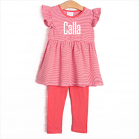 Calla Legging Set, Strawberry Pink Stripe