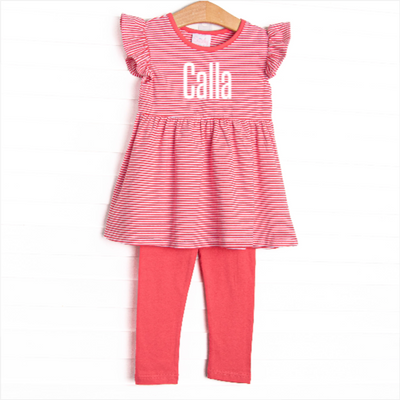 Calla Legging Set, Strawberry Pink Stripe
