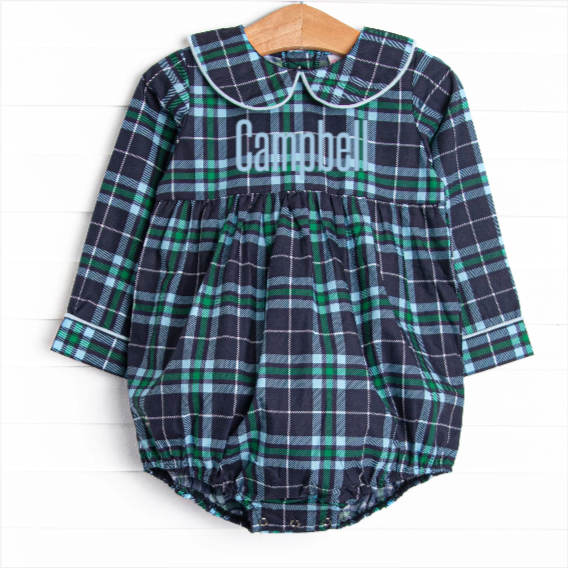 Campbell Long Sleeve Bubble, Navy Plaid