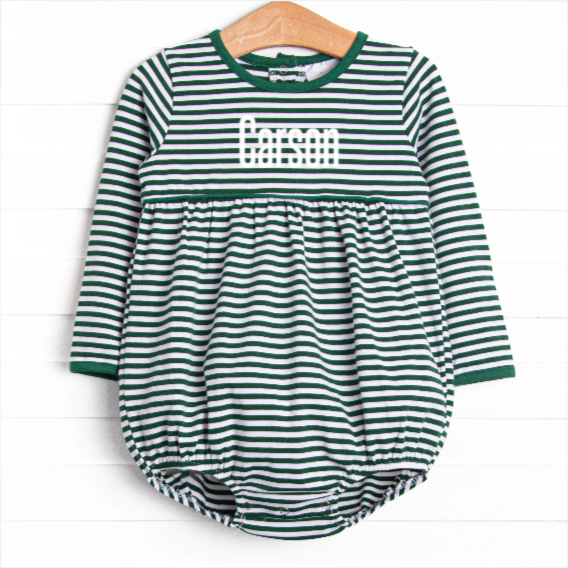 Carson Long Sleeve Bubble, Green Stripe