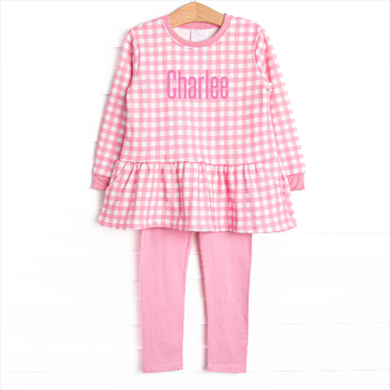 Charlee Check Drop Waist Sweatshirt, Pink