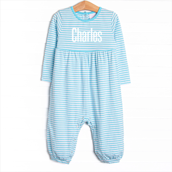 Charles Romper, Aqua Stripe