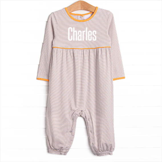Charles Romper, Orange and Tan Stripe