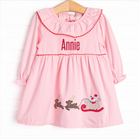 Christmas Delivery Applique Dress, Pink