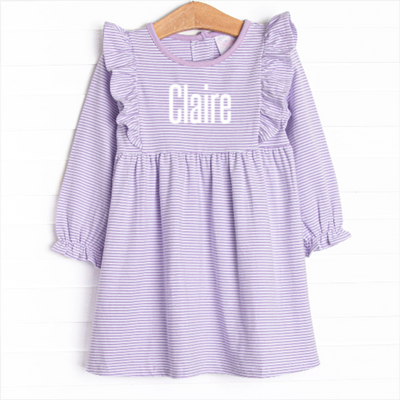Claire Long Sleeve Dress, Purple Stripe