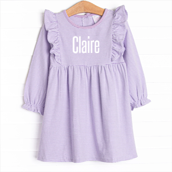Claire Long Sleeve Dress, Purple Stripe