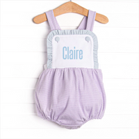 Claire Ruffle Sunsuit, Blue and Purple Stripe