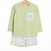 Clear Lake Catch Long Sleeve Short Set, Green