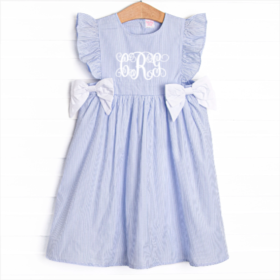 Girl's Coastal Carolina's Side Tie Dress in Blue size 5 | Stitchy Fish Girl's Coastal Carolina's Side Tie Dress in Blue size 5 | Stitchy Fish