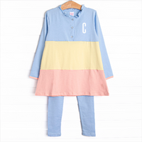Color Block Clara Long Sleeve Legging Set, Blue