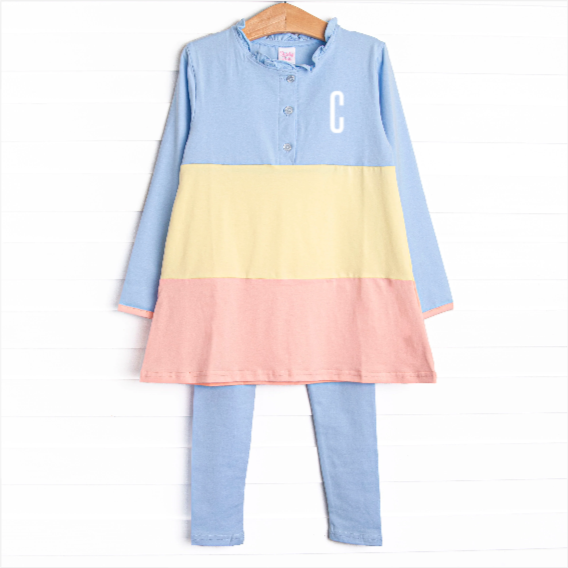 Color Block Clara Long Sleeve Legging Set, Blue