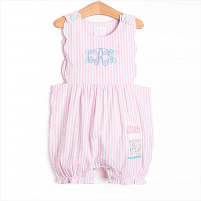 Cool Off Cart Applique Bubble Romper, Pink