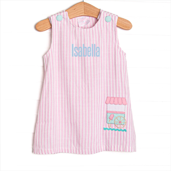 Cool Off Cart Applique Dress, Pink