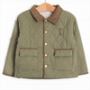 Corduroy Collar Quilted Coat, Green