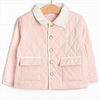 Corduroy Collar Quilted Coat, Pink