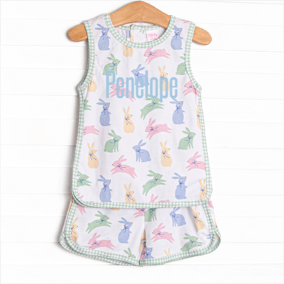 Cottontail Colors Sleeveless Short Set, Green