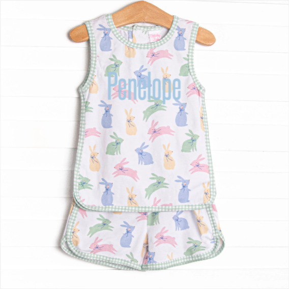 Cottontail Colors Sleeveless Short Set, Green
