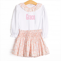 Crisp Autumn Air Smocked Skirt Set, Pink