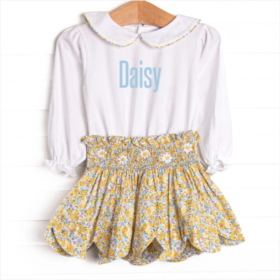 Daisy a Day Smocked Skirt Set, Yellow