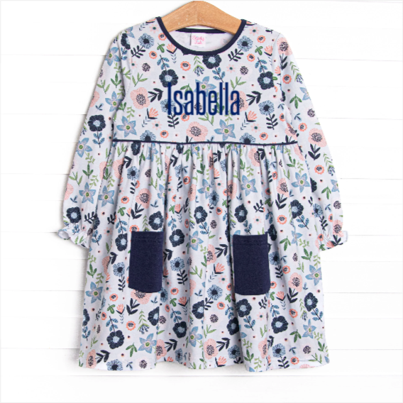 Dare To Blossom Pocket Dress, Blue